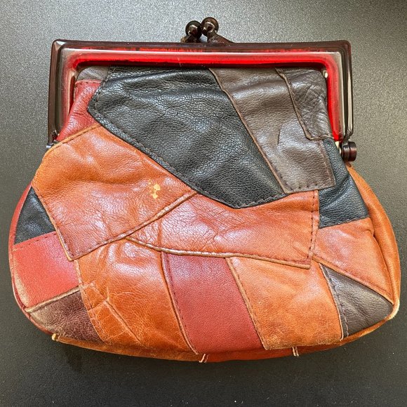 Vintage Leather Patchwork Leather Clutch Purse - Picture 11 of 16